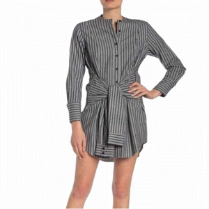 Derek Lam 10 Crosby Front Tie Striped Flannel Dress